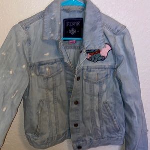 PINK acid wash jean jacket
